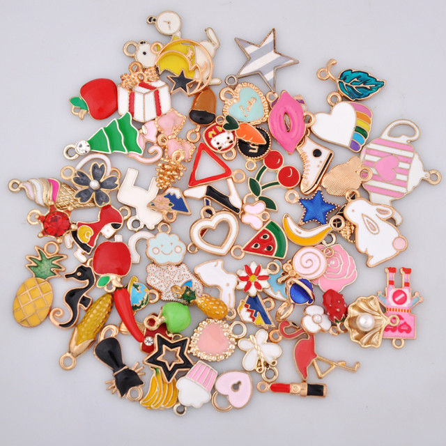 25pcs Mix gold metal enamel charms for earring fashion jewelry making charm  and pendants for bracelet dangle assorted mixed lot